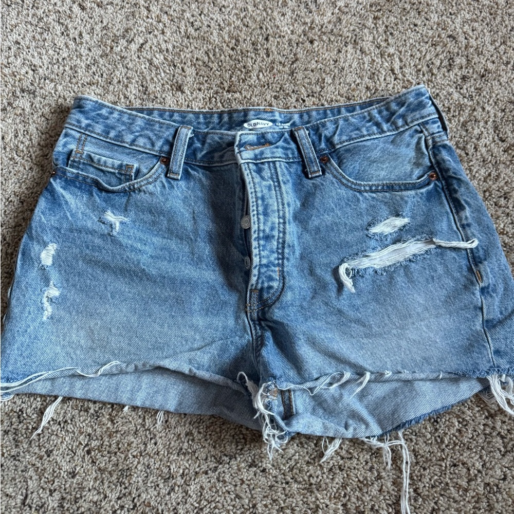 Old Navy Blue Distressed Jean Shorts